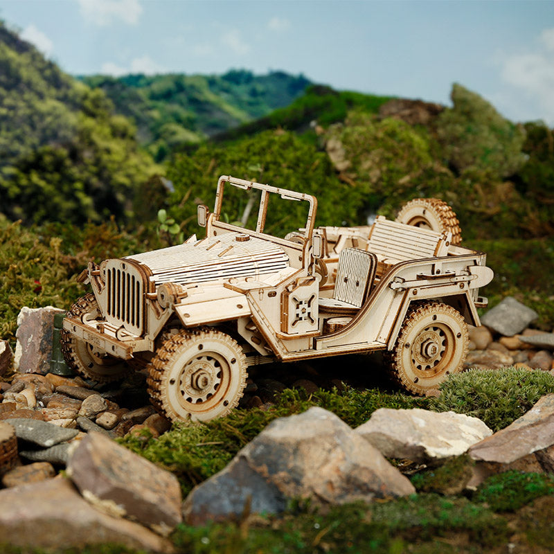 Puzzle en bois 3D Jeep de l'armée ROKR