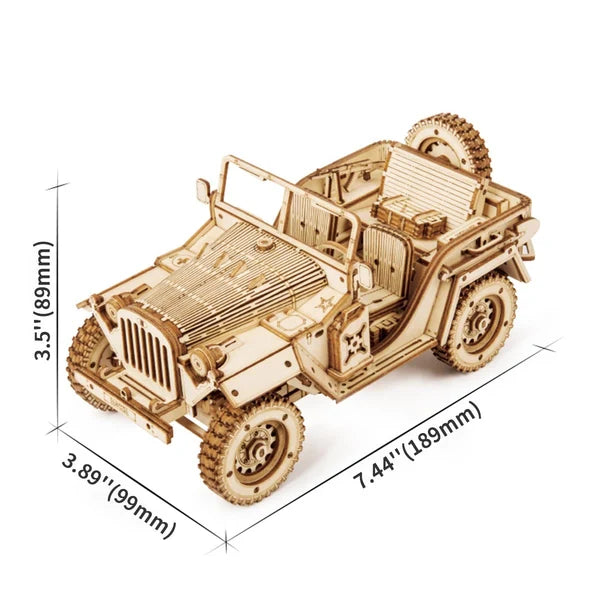 Puzzle en bois 3D Jeep de l'armée ROKR