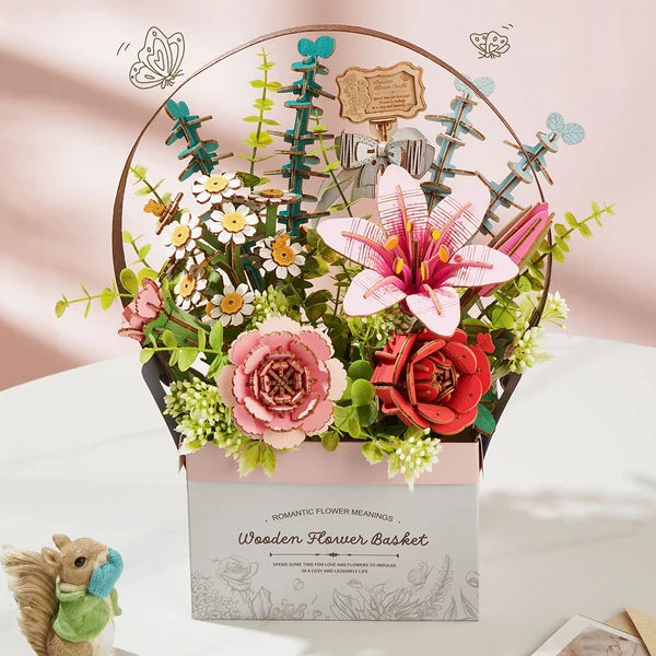 Puzzle 3D Panier de Fleurs en Bois Rowood