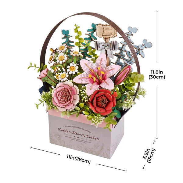 Puzzle 3D Panier de Fleurs en Bois Rowood