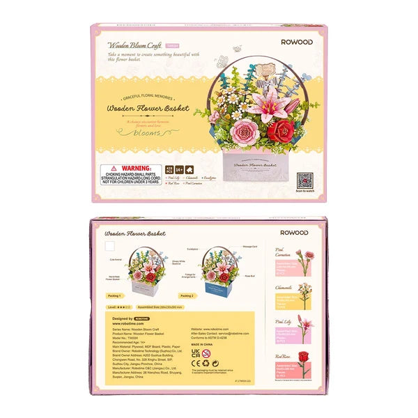 Puzzle 3D Panier de Fleurs en Bois Rowood