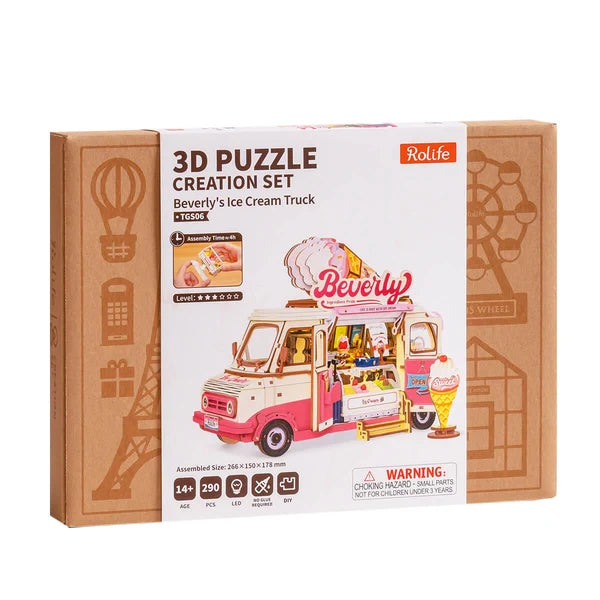 Puzzle en bois 3D Le Camion de Glaces de Beverly de Rolife