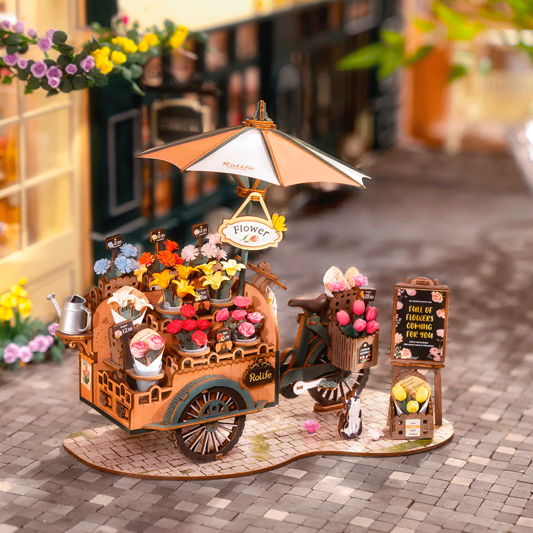 Puzzle en bois 3D Charrette florale Rolife