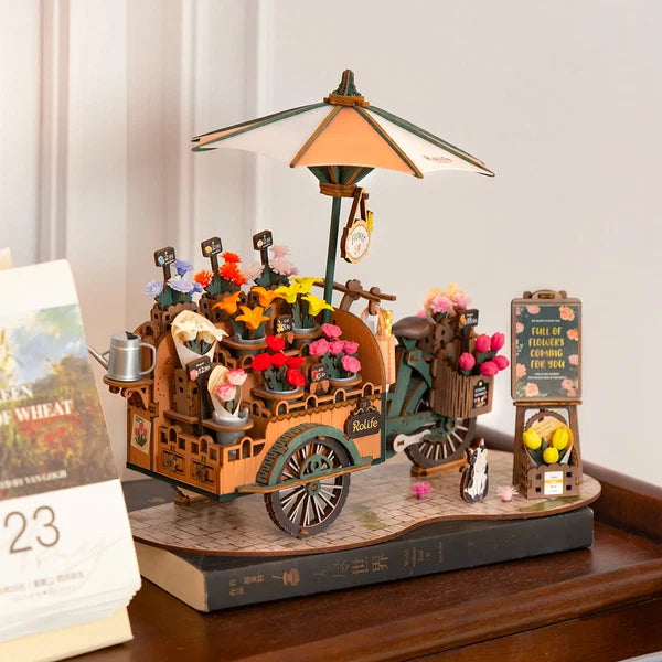 Puzzle en bois 3D Charrette florale Rolife