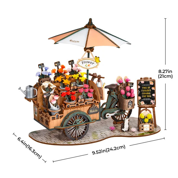Puzzle en bois 3D Charrette florale Rolife