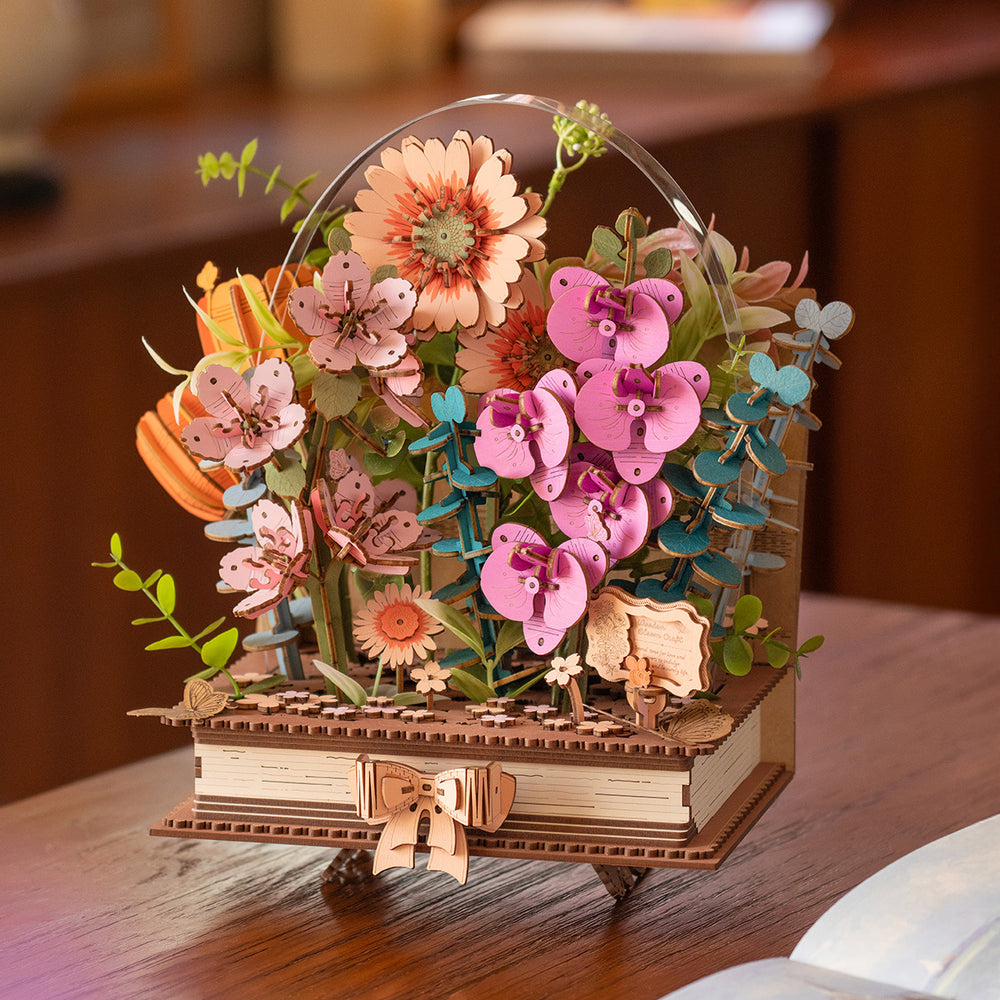 Rowood Puzzle 3D Bouquet de Fleurs en Bois Blooming Book à faire soi-même