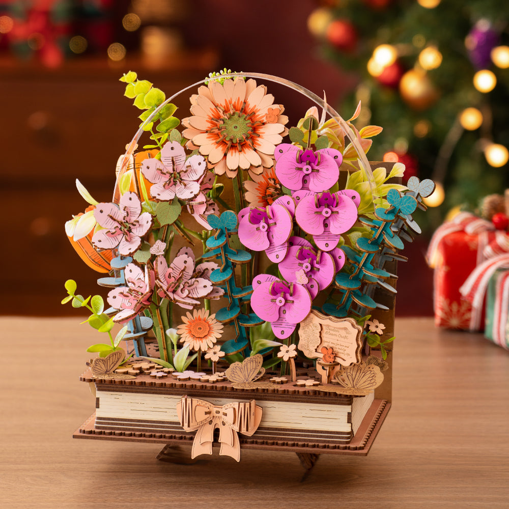 Rowood Puzzle 3D Bouquet de Fleurs en Bois Blooming Book à faire soi-même