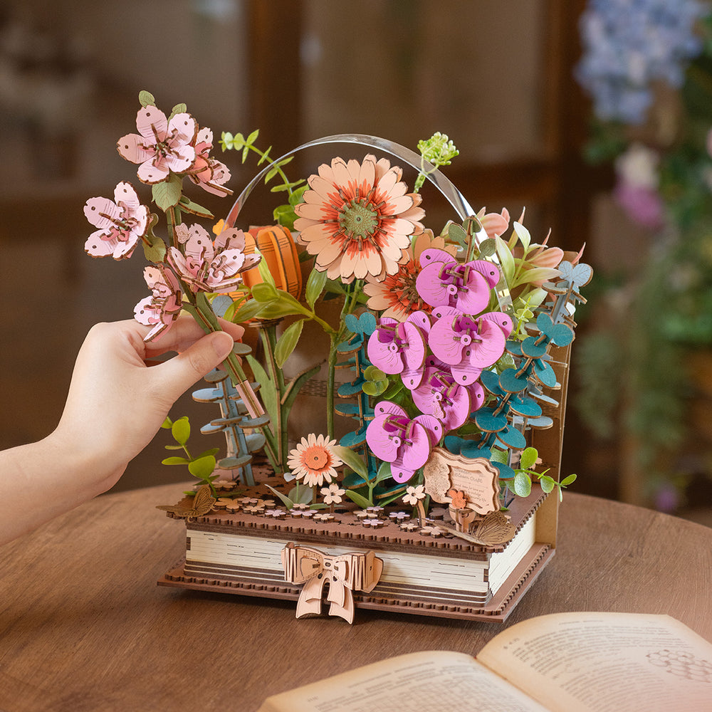 Rowood Puzzle 3D Bouquet de Fleurs en Bois Blooming Book à faire soi-même