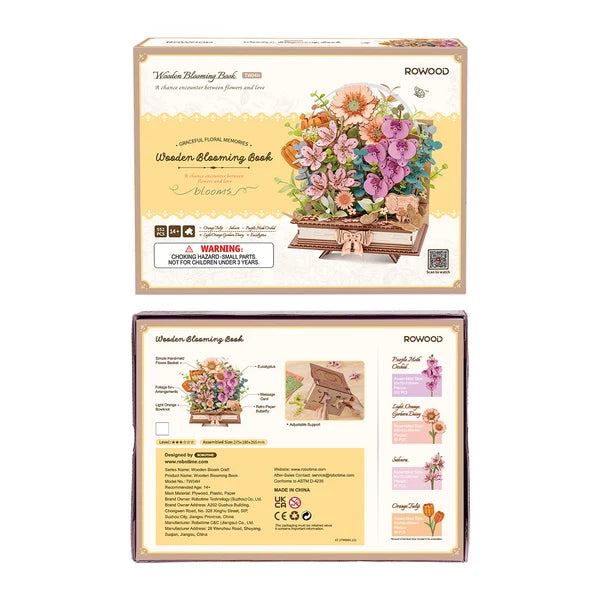 Rowood Puzzle 3D Bouquet de Fleurs en Bois Blooming Book à faire soi-même