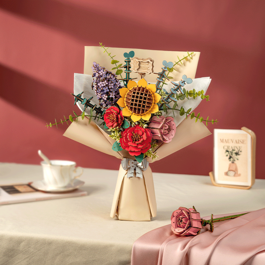 Rowood DIY Bouquet de Fleurs en Bois Puzzle 3D en Bois