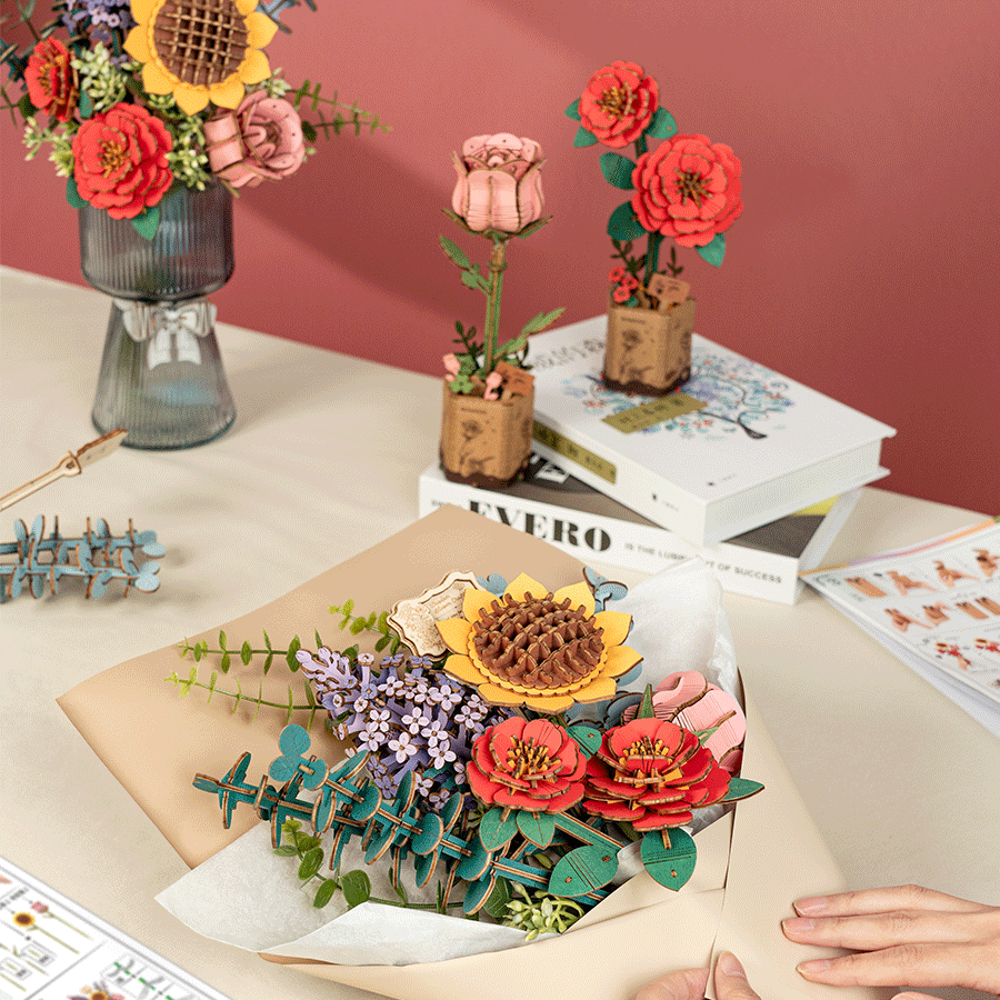 Rowood DIY Bouquet de Fleurs en Bois Puzzle 3D en Bois