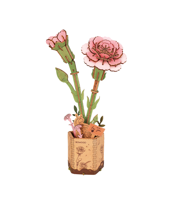 Rowood Fleur en bois, puzzle 3D en bois, œillet rose