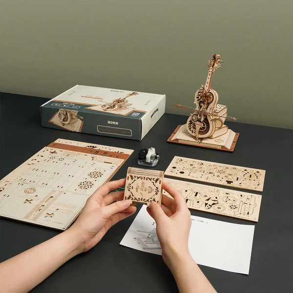 Boîte à Musique Mécanique 3D en Bois ROKR Magic Cello