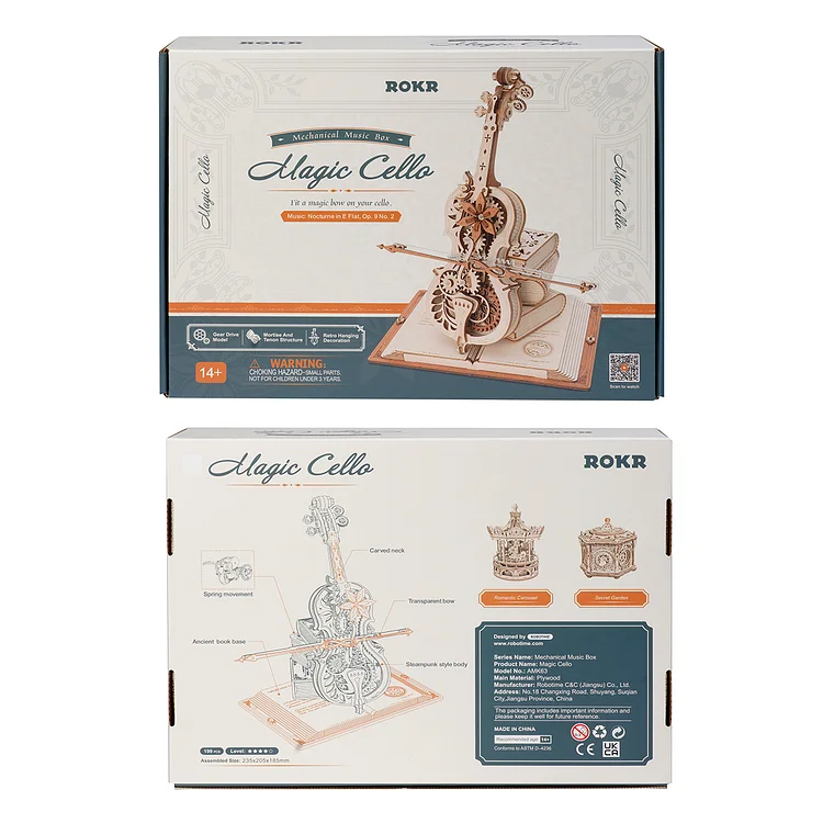 Boîte à Musique Mécanique 3D en Bois ROKR Magic Cello