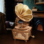 Boîte à musique gramophone ROKR Diva Puzzle 3D en bois