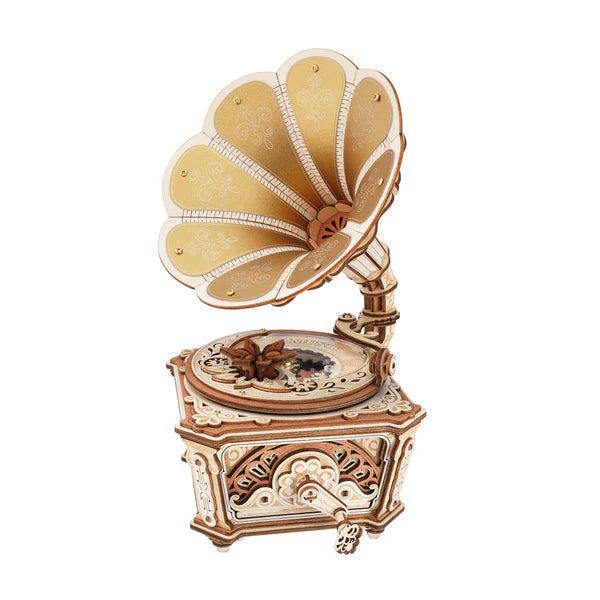 Boîte à musique gramophone ROKR Diva Puzzle 3D en bois