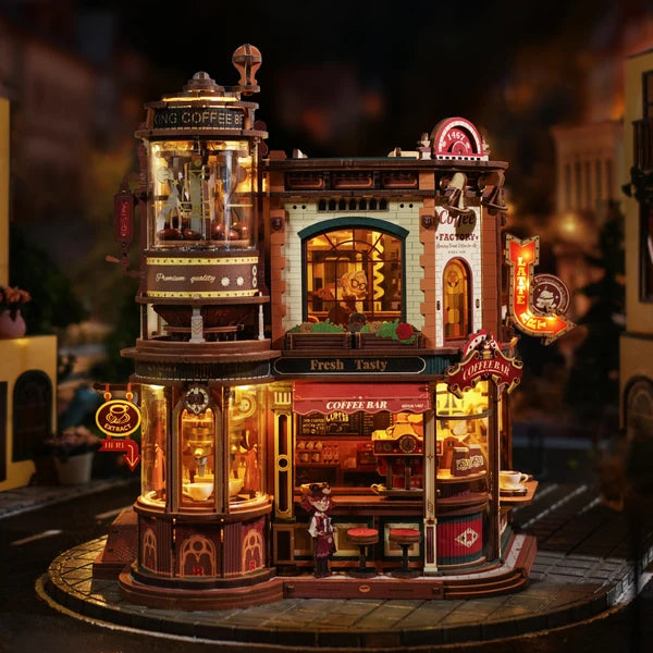 Boîte à musique en bois Casse-tête 3D Usine de café ROKR Dream