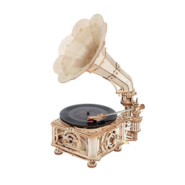 ROKR Gramophone Classique - Puzzle 3D en Bois (Version Électrique)