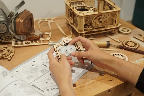 ROKR Gramophone Classique - Puzzle 3D en Bois (Version Électrique)
