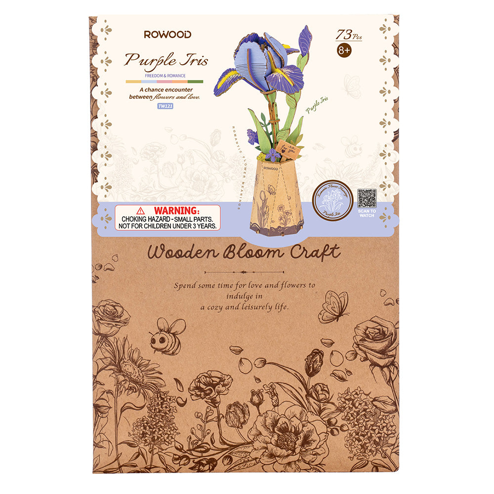 Puzzle en bois 3D Fleur en bois Rowood Iris violet