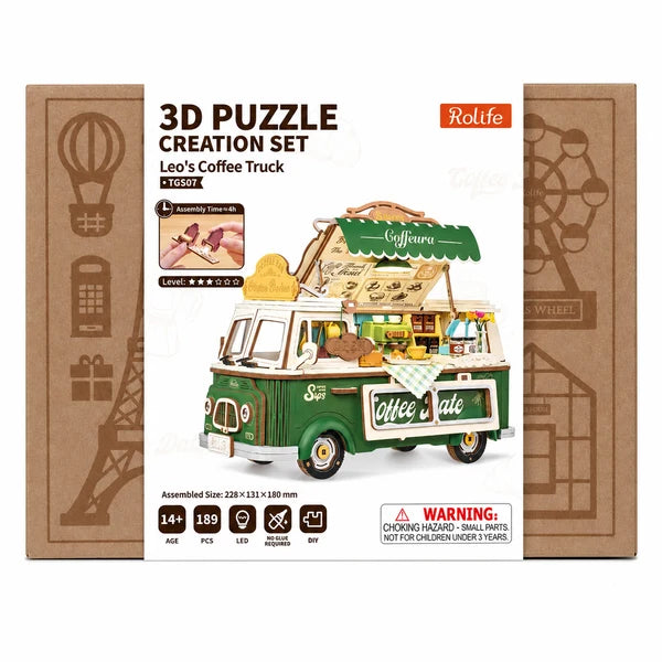 Puzzle en bois 3D Le Camion à Café de Leo Rolife