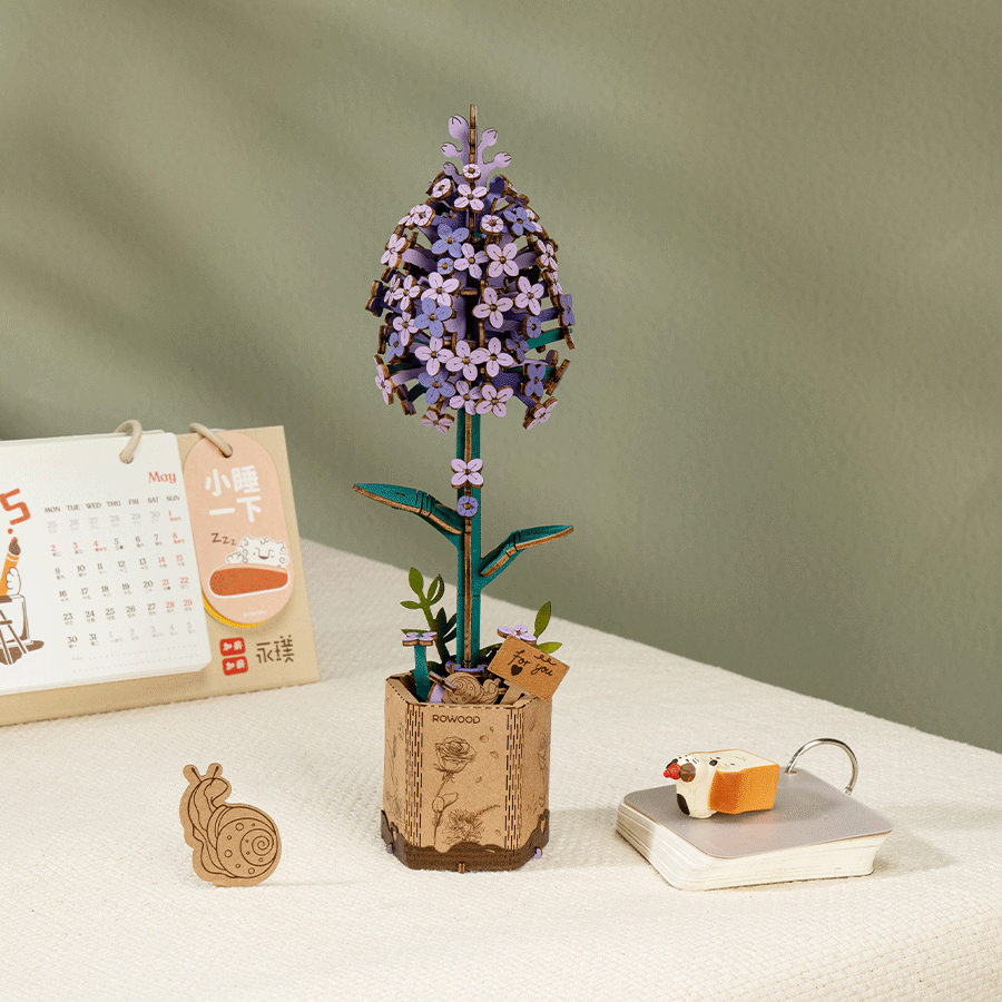 Rowood Fleur en Bois Puzzle 3D en Bois Lilas