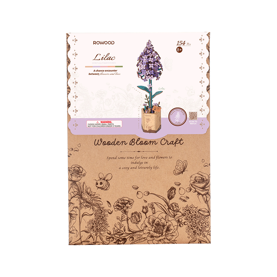 Rowood Fleur en Bois Puzzle 3D en Bois Lilas