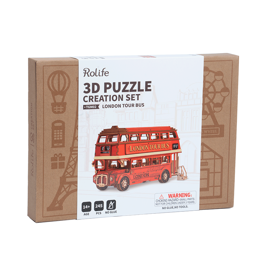 Puzzle en bois 3D bus touristique de Londres Rolife