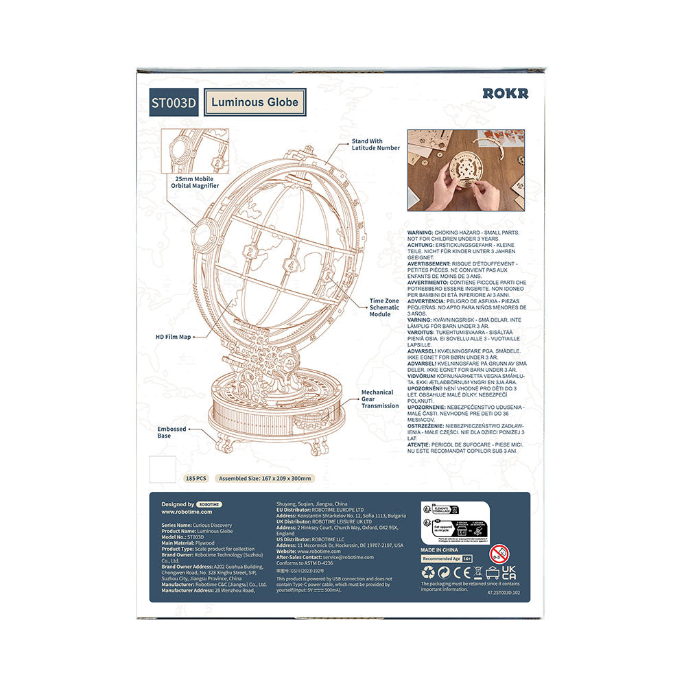 ROKR Globe Lumineux Casse-tête 3D en Bois