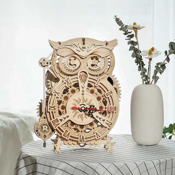 Puzzle mécanique en bois 3D Horloge Hibou ROKR