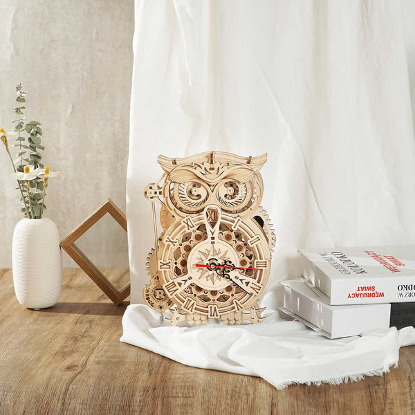 Puzzle mécanique en bois 3D Horloge Hibou ROKR