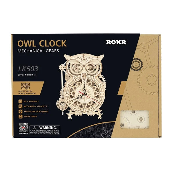 Puzzle mécanique en bois 3D Horloge Hibou ROKR