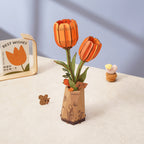 Puzzle 3D en bois Rowood, tulipe orange