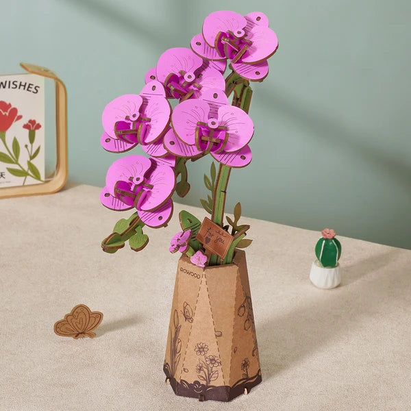 Rowood Puzzle en bois 3D Fleur Orchidée violette à construire soi-même