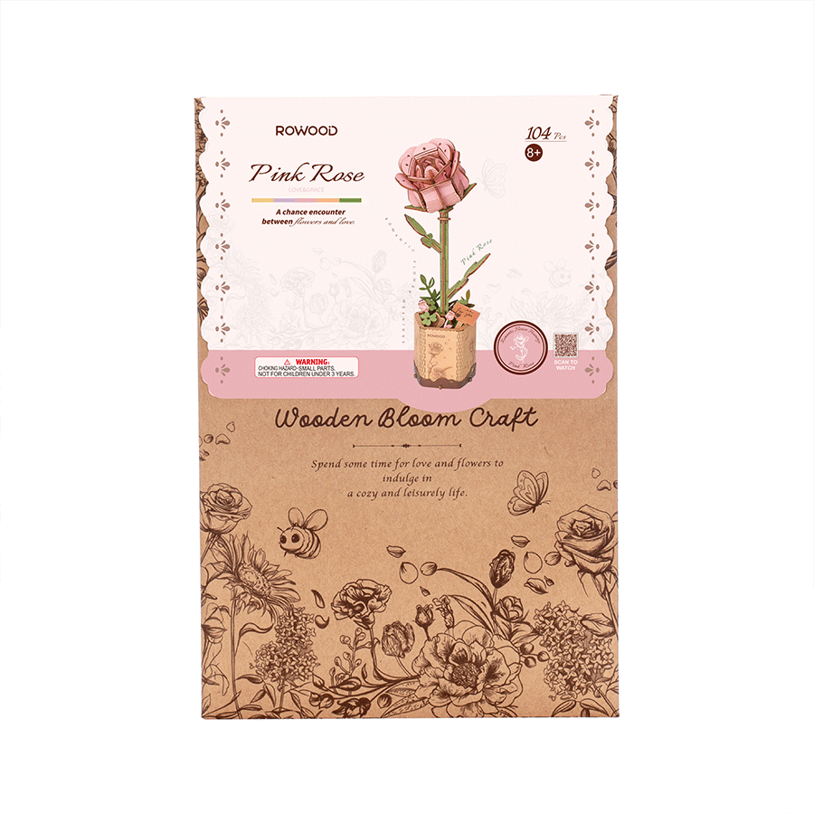 Puzzle en bois 3D Rowood Fleur Rose Rose Rose