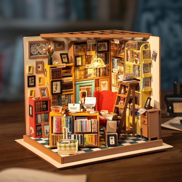 Mini-maison miniature DIY bibliothèque d'étude de Sam Rolife