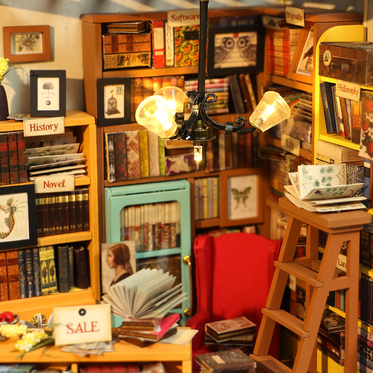 Mini-maison miniature DIY bibliothèque d'étude de Sam Rolife