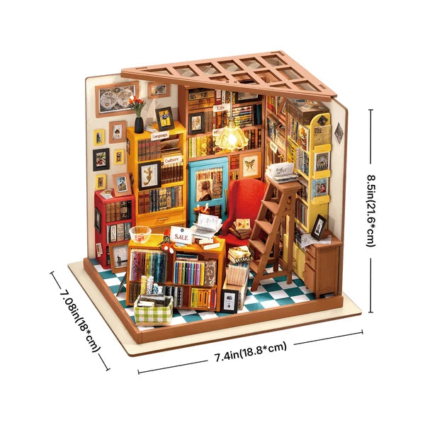 Mini-maison miniature DIY bibliothèque d'étude de Sam Rolife