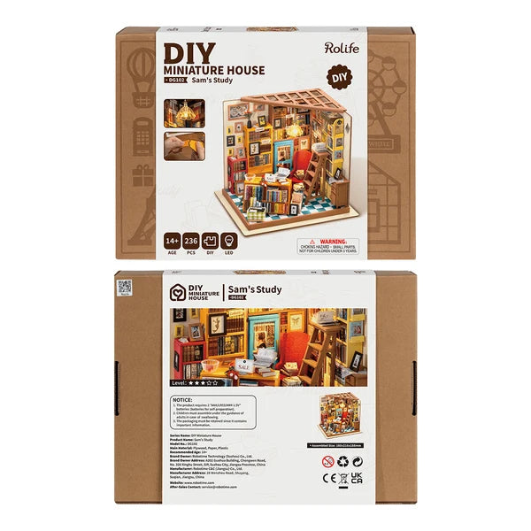 Mini-maison miniature DIY bibliothèque d'étude de Sam Rolife