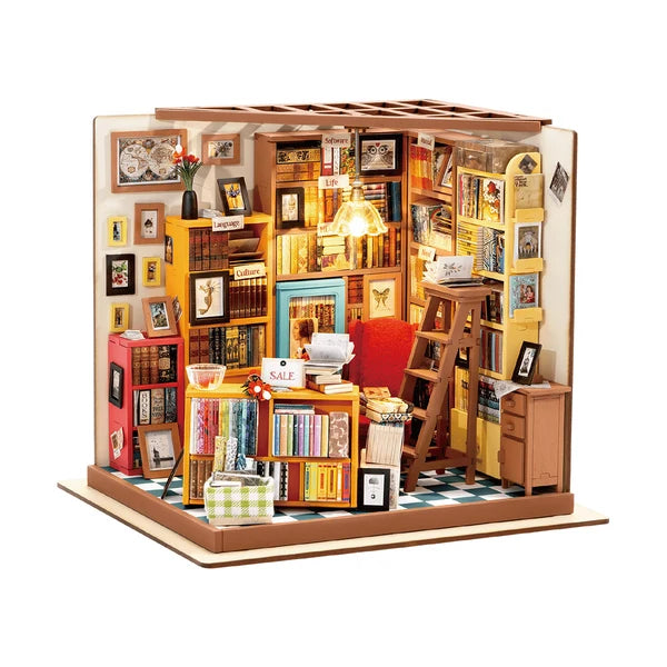 Mini-maison miniature DIY bibliothèque d'étude de Sam Rolife