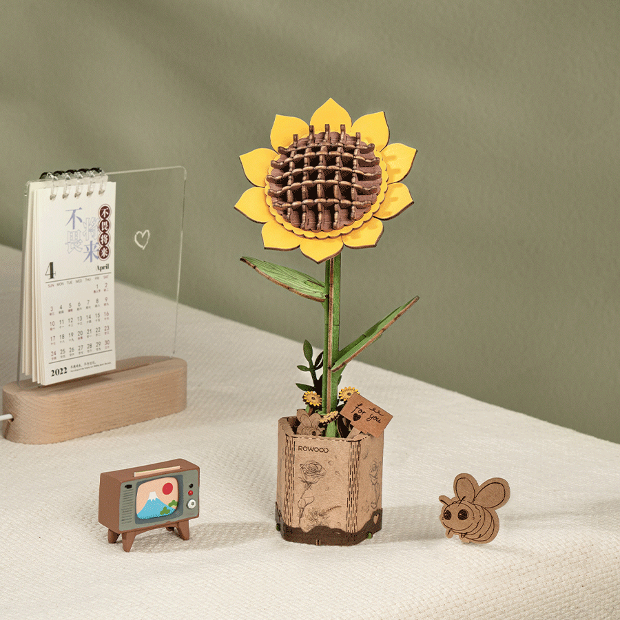 Puzzle 3D en bois Rowood - Tournesol