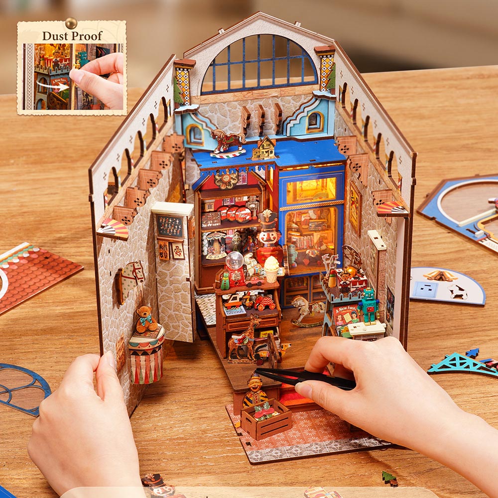Miniature d'angle de bibliothèque Rolife Treasure Toy Shop à monter soi-même