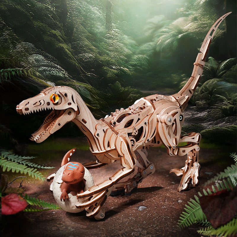 Puzzle en bois 3D mécanique Velociraptor ROKR