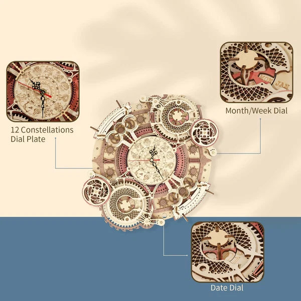 ROKR Horloge Murale Mécanique Signes du Zodiaque DIY
