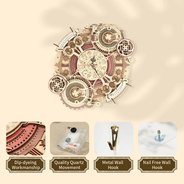 ROKR Horloge Murale Mécanique Signes du Zodiaque DIY