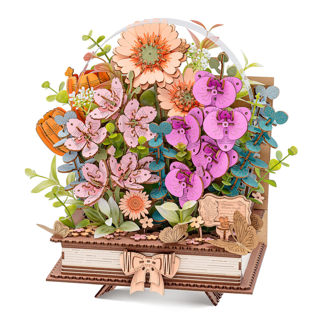 Rowood Puzzle 3D Bouquet de Fleurs en Bois Blooming Book à faire soi-même